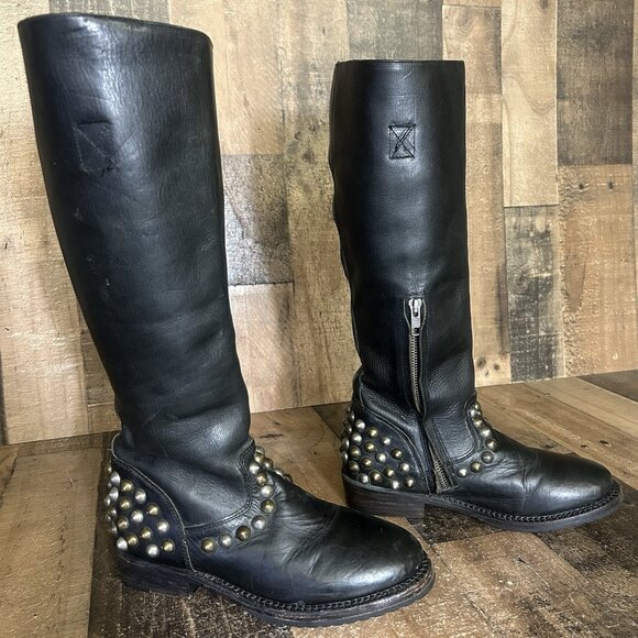 Ash Vamos Studded Side Zip Riding Moto Boots Womens EUR 37.5 US 7.5 - Picture 8 of 12
